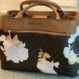 Michael Kors Hailee Brown floral handbag.